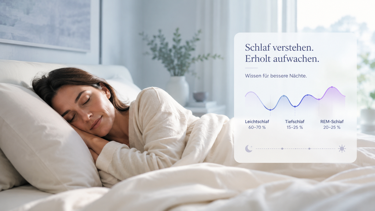 Schlafphasen mit Leichtschlaf, Tiefschlaf und REM-Schlaf