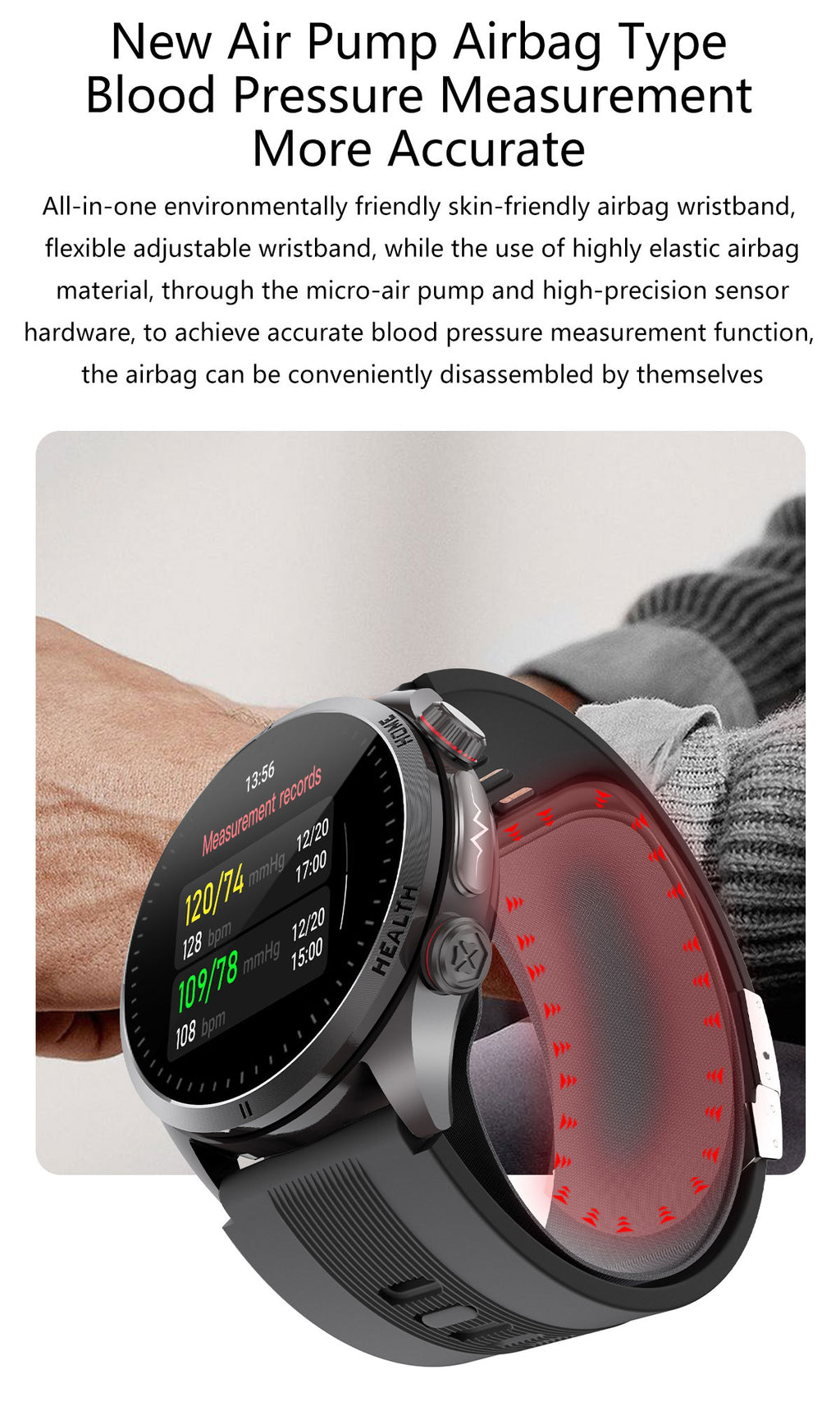 W8 Air Pump BP Watch: ECG, Bluetooth Call & 2-Year Warranty Support