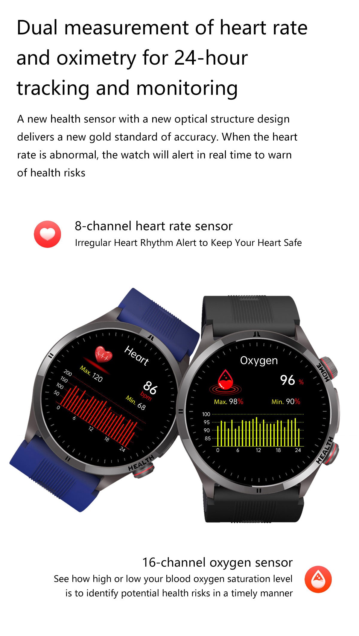 W8 Air Pump BP Watch: ECG, Bluetooth Call & 2-Year Warranty Support