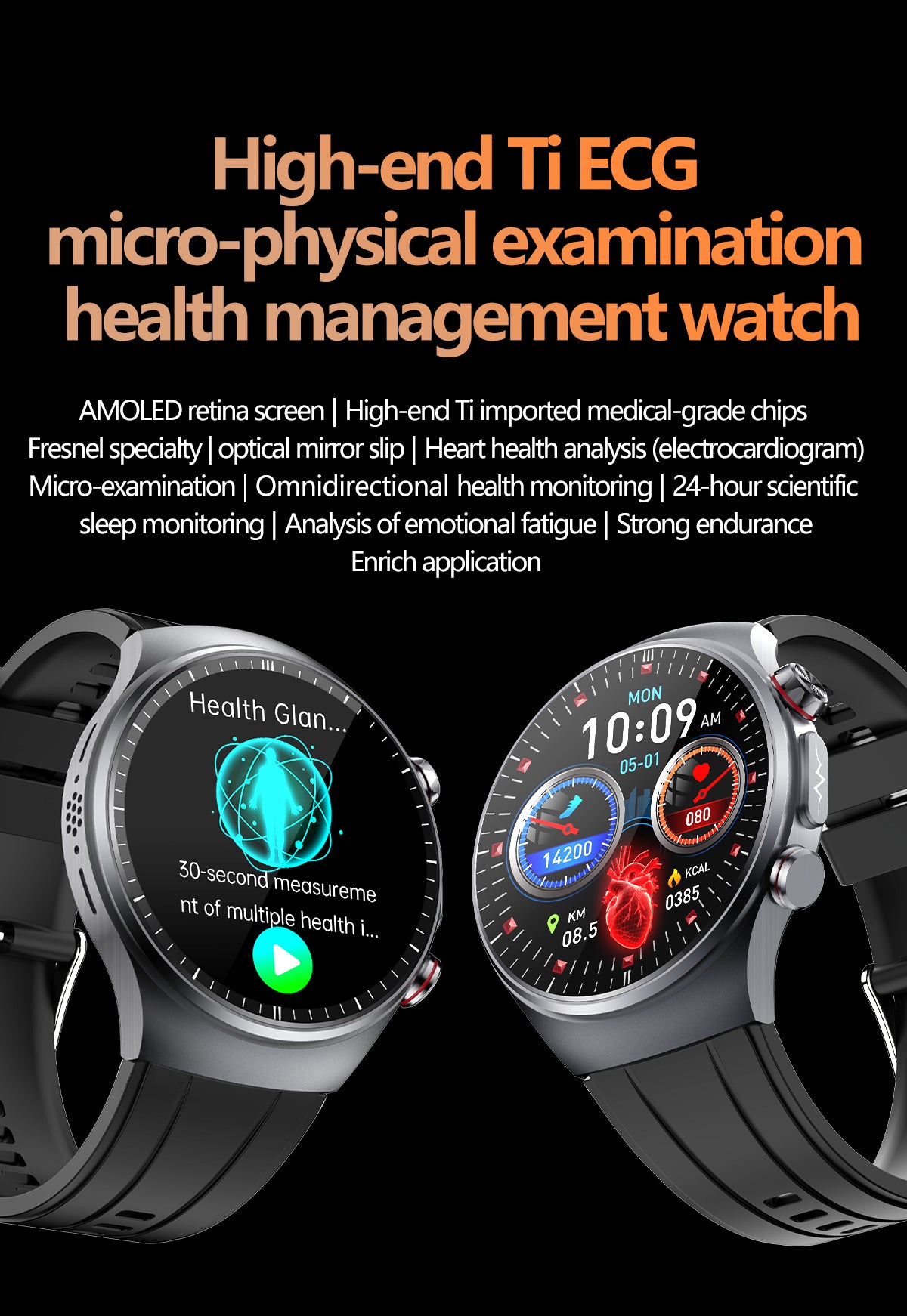 SAYDIAN E8 Smart Watch, ECG Detection, Heart Rate Sleep Temperature Test, Bluetooth Call Fitness Watch — product detail 1