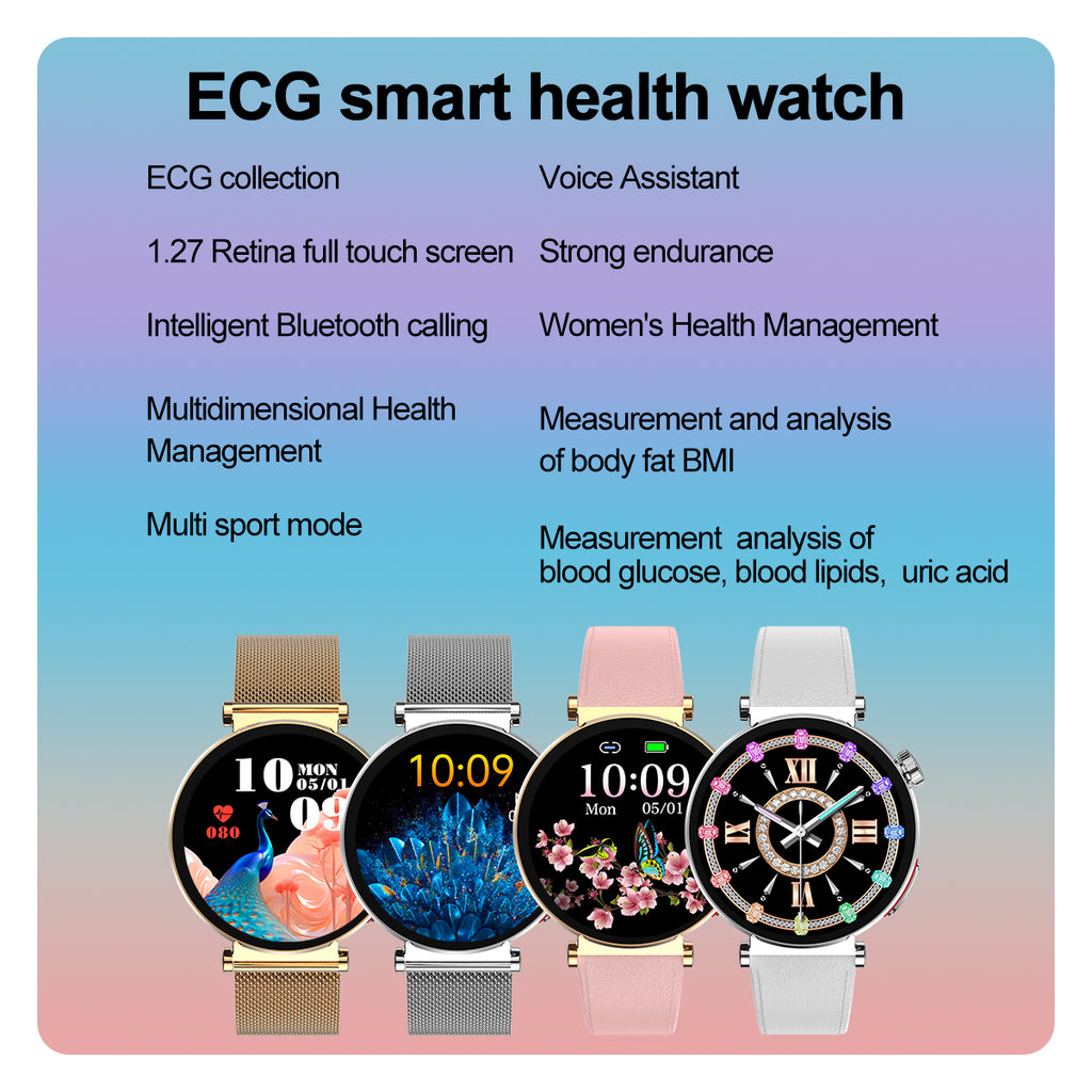 E6 Women's ECG Smart Watch: 1.27" Screen, 40mm Elegant Health Tracker