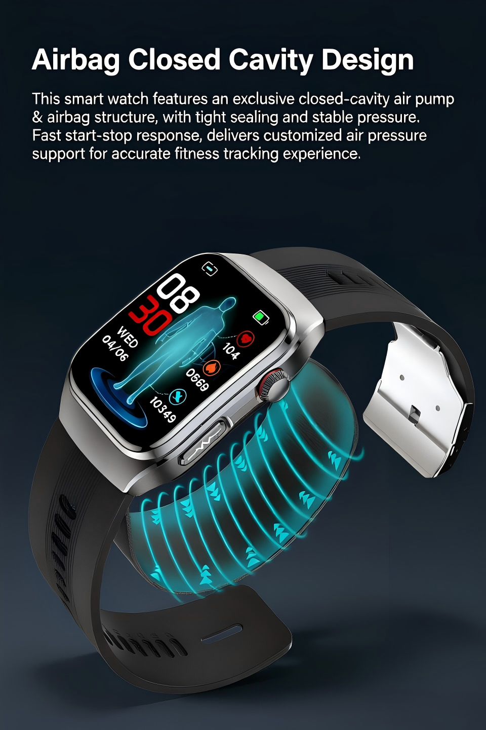 W9S Smart Watch: Air Pump Health Monitor, AMOLED Bluetooth Call