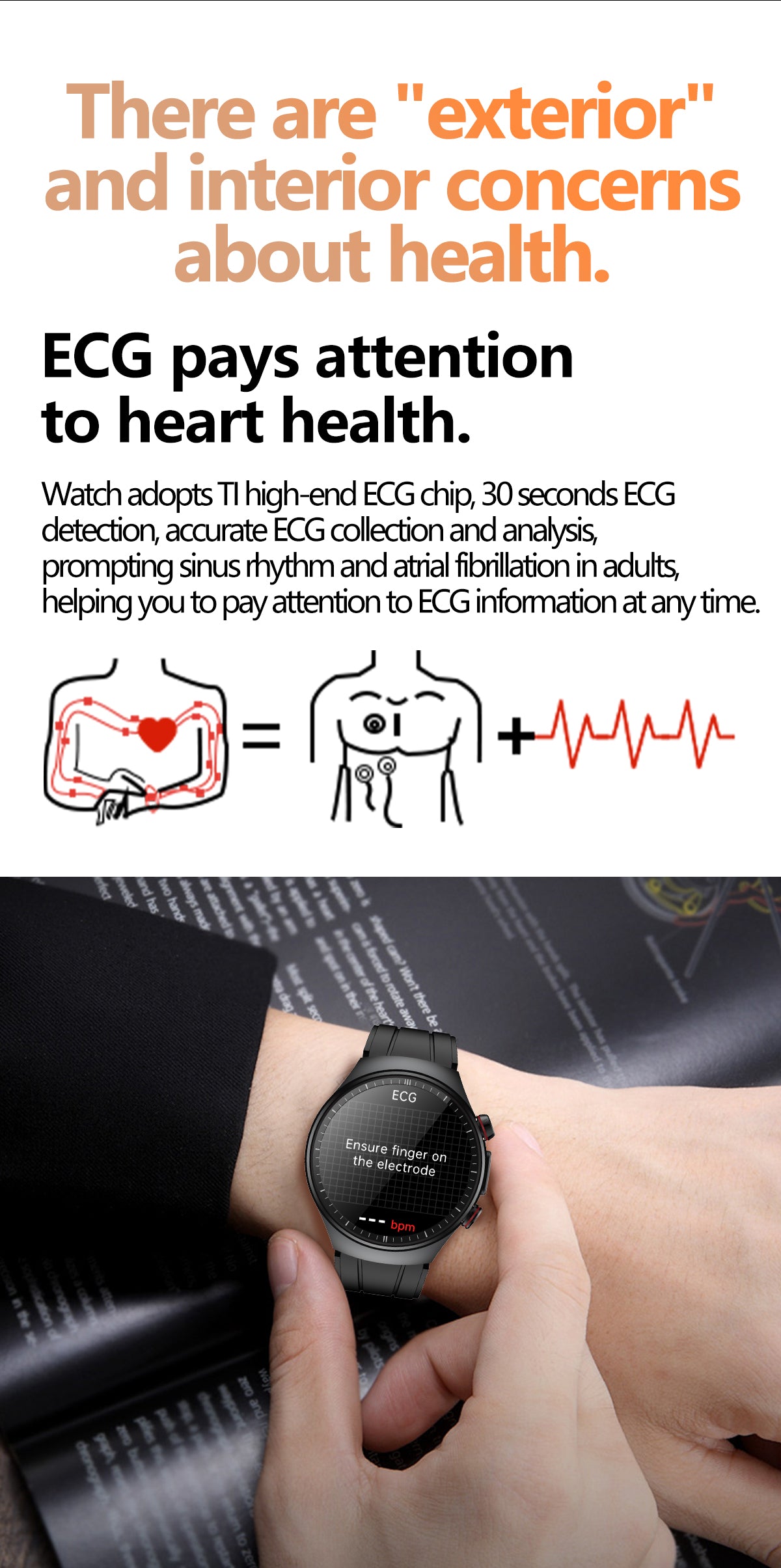 SAYDIAN E8 Smart Watch, ECG Detection, Heart Rate Sleep Temperature Test, Bluetooth Call Fitness Watch — product detail 27