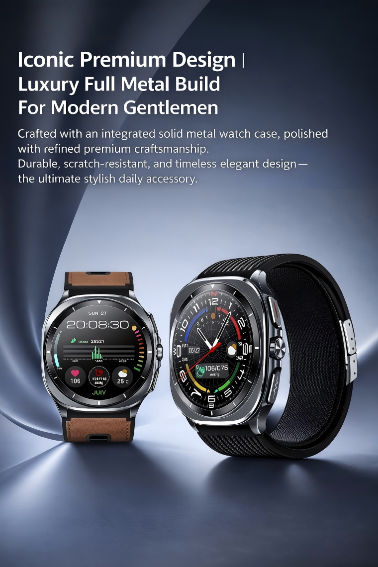 W8 Pro ECG Smart Watch - Air Pump BP, Bluetooth Call, NFC & 10-Day Battery