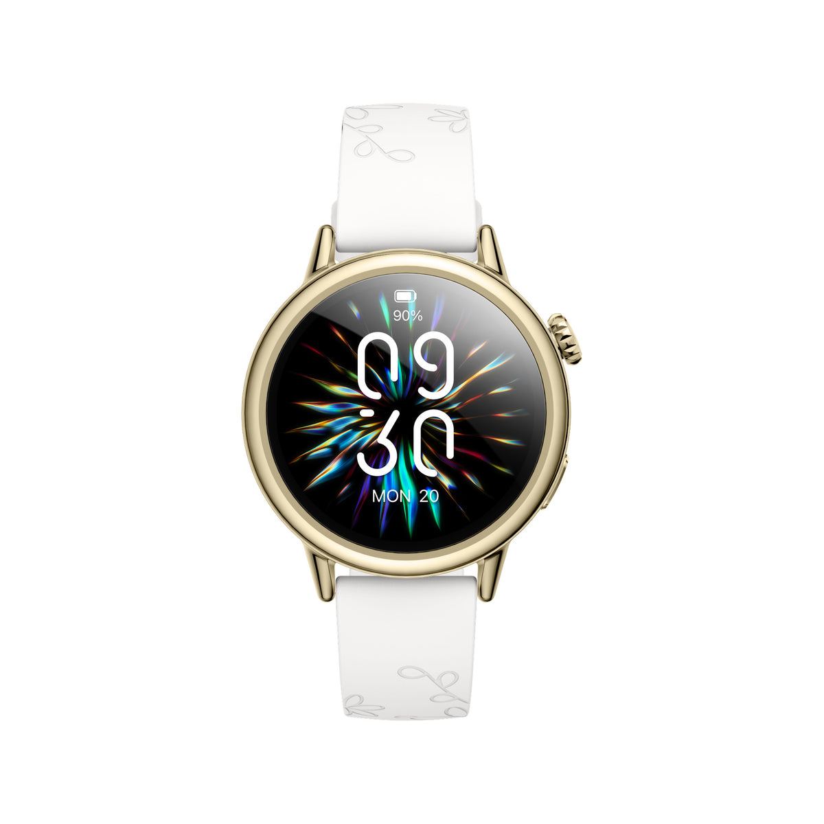 SAYDIAN Women's AMOLED Smart Watch with Bluetooth Calling – White/Gold