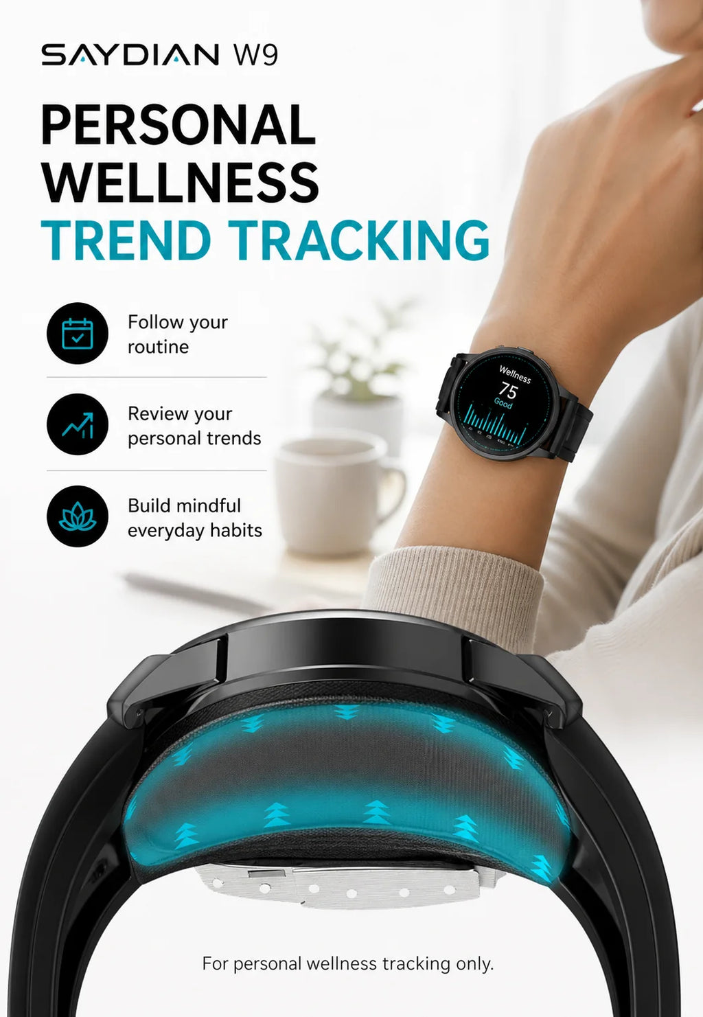 SAYDIAN W9 Blood Pressure Smartwatch