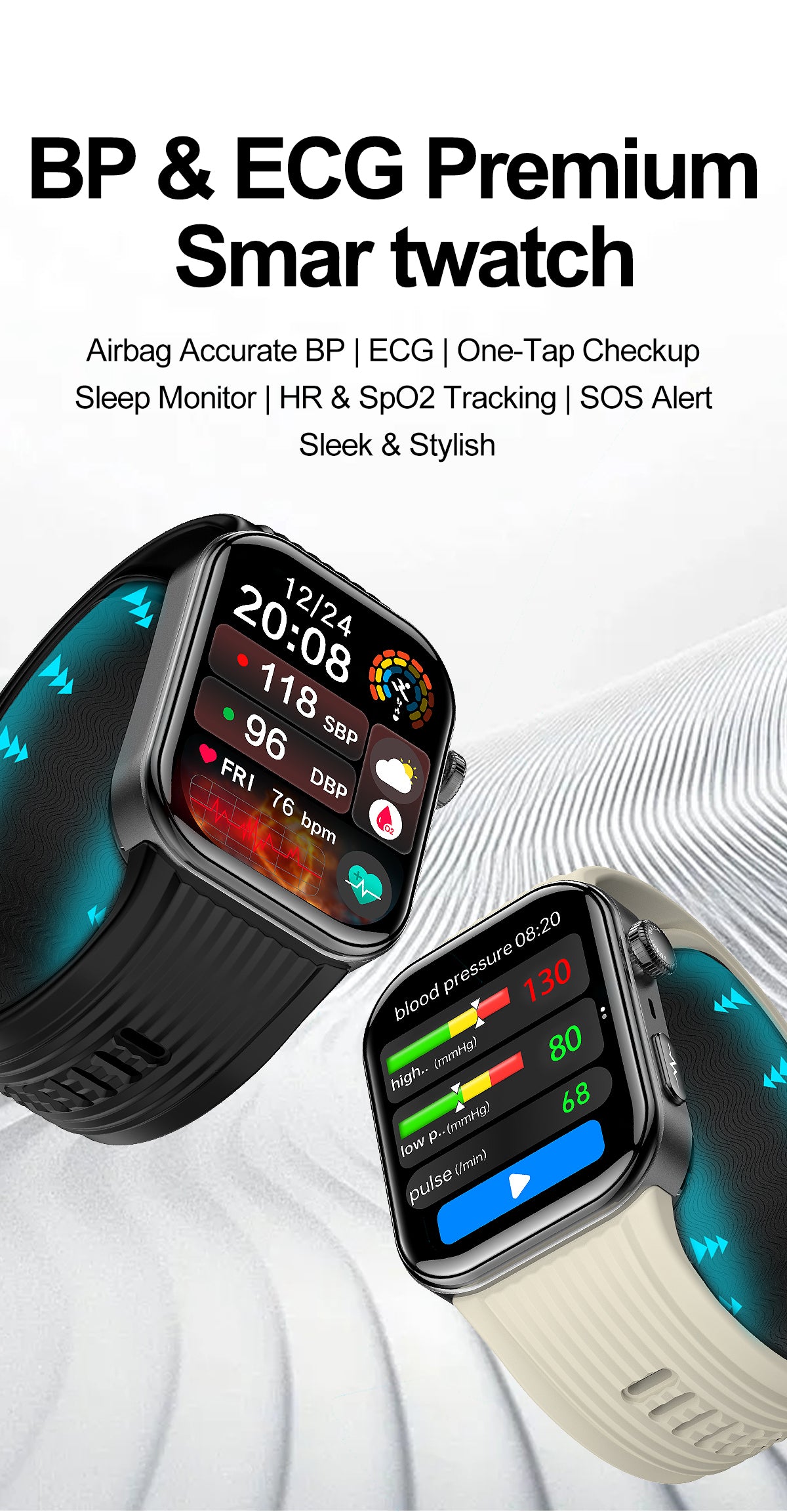 SAYDIAN W8S Airbag Blood Pressure Smartwatch