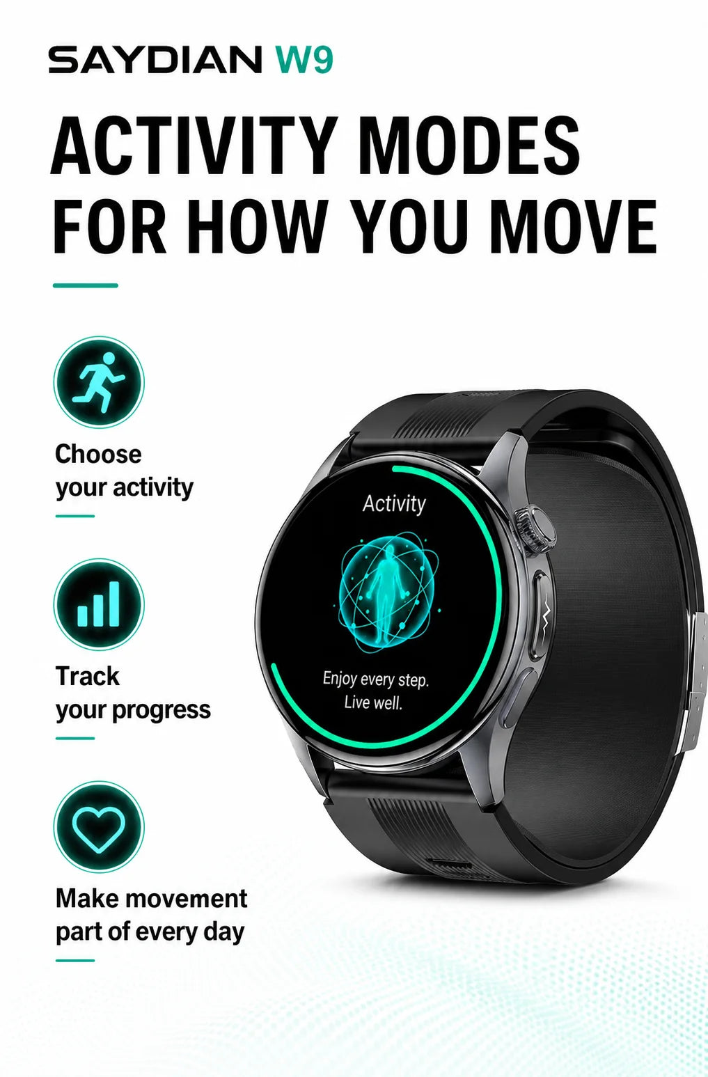 SAYDIAN W9 Blood Pressure Smartwatch