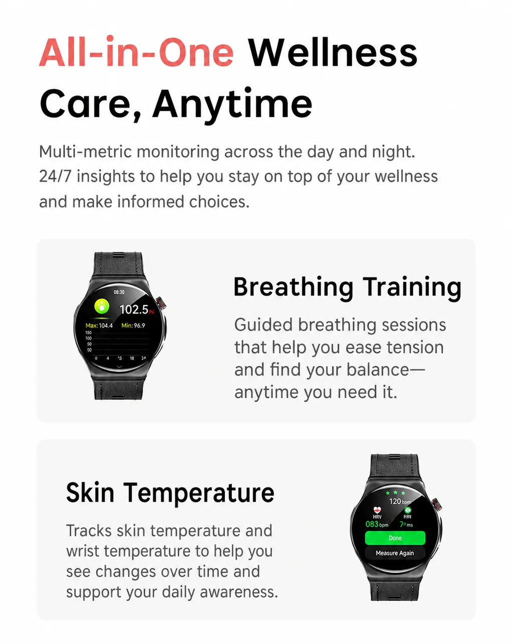 SAYDIAN W8Ultra-R Smart Blood Pressure Watch | Outdoor Health Wearable, Heart Rate Sleep Temperature Detection