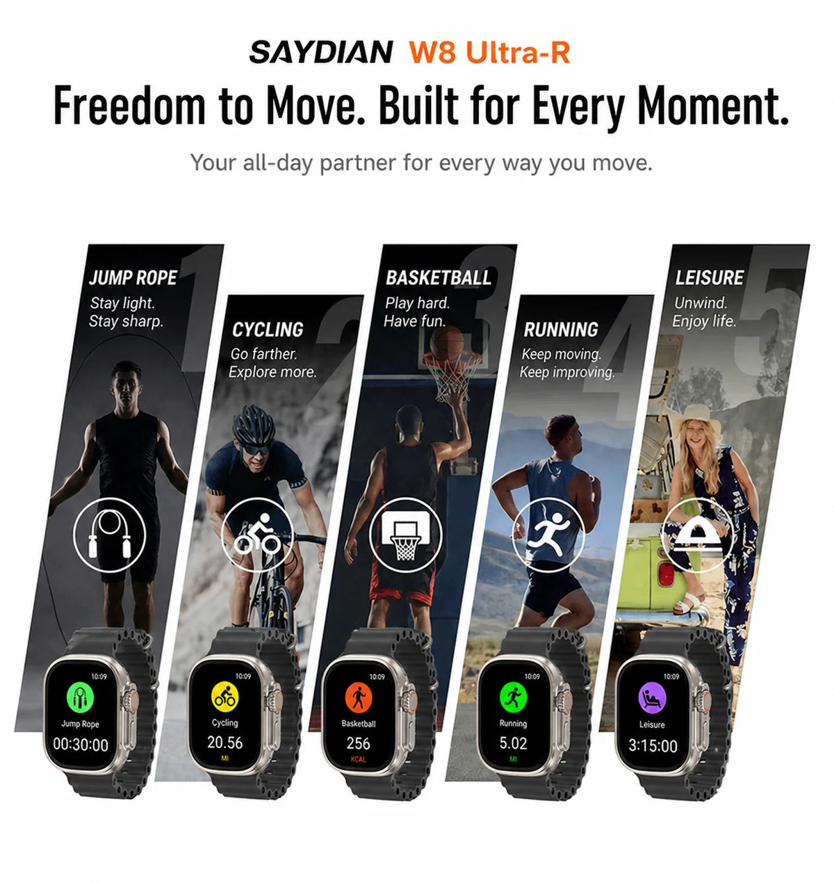 SAYDIAN W8Ultra-R Smart Blood Pressure Watch | Outdoor Health Wearable, Heart Rate Sleep Temperature Detection