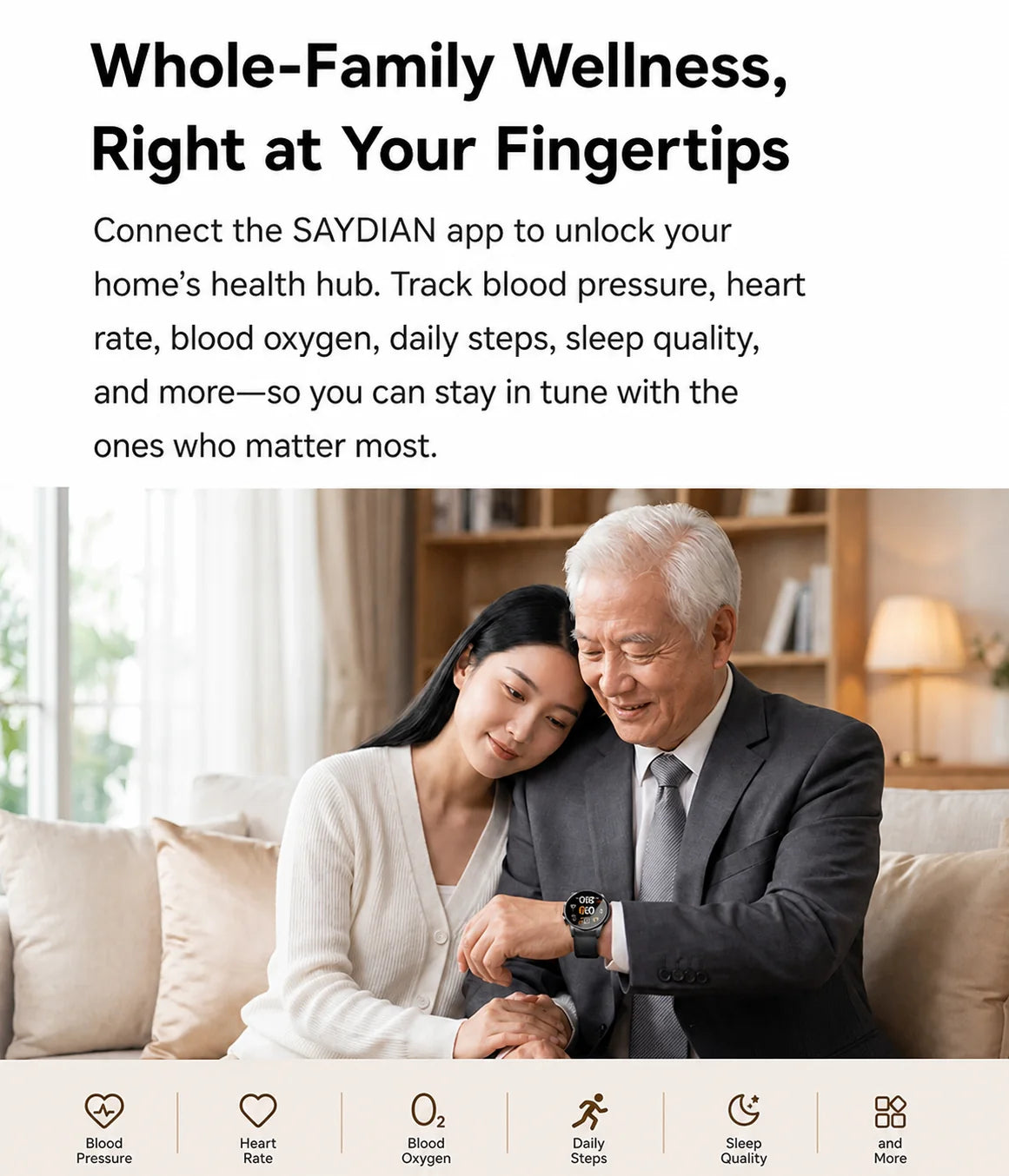 SAYDIAN W8Ultra-R Smart Blood Pressure Watch | Outdoor Health Wearable, Heart Rate Sleep Temperature Detection