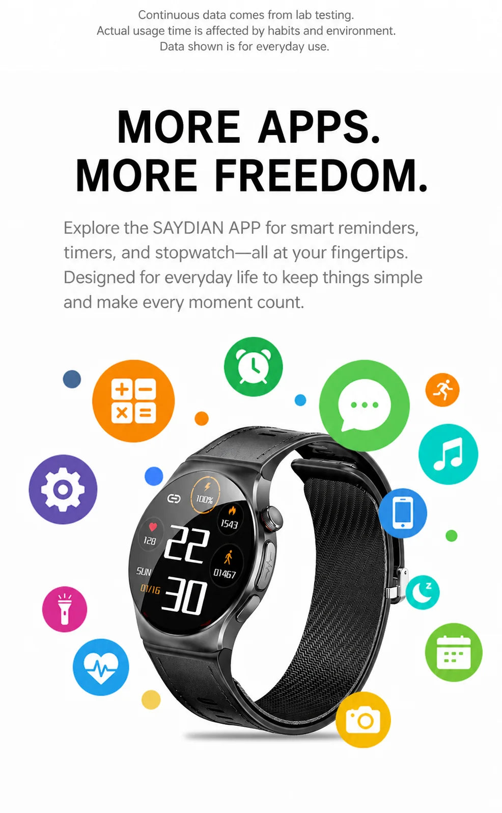 SAYDIAN W8Ultra-R Smart Blood Pressure Watch | Outdoor Health Wearable, Heart Rate Sleep Temperature Detection