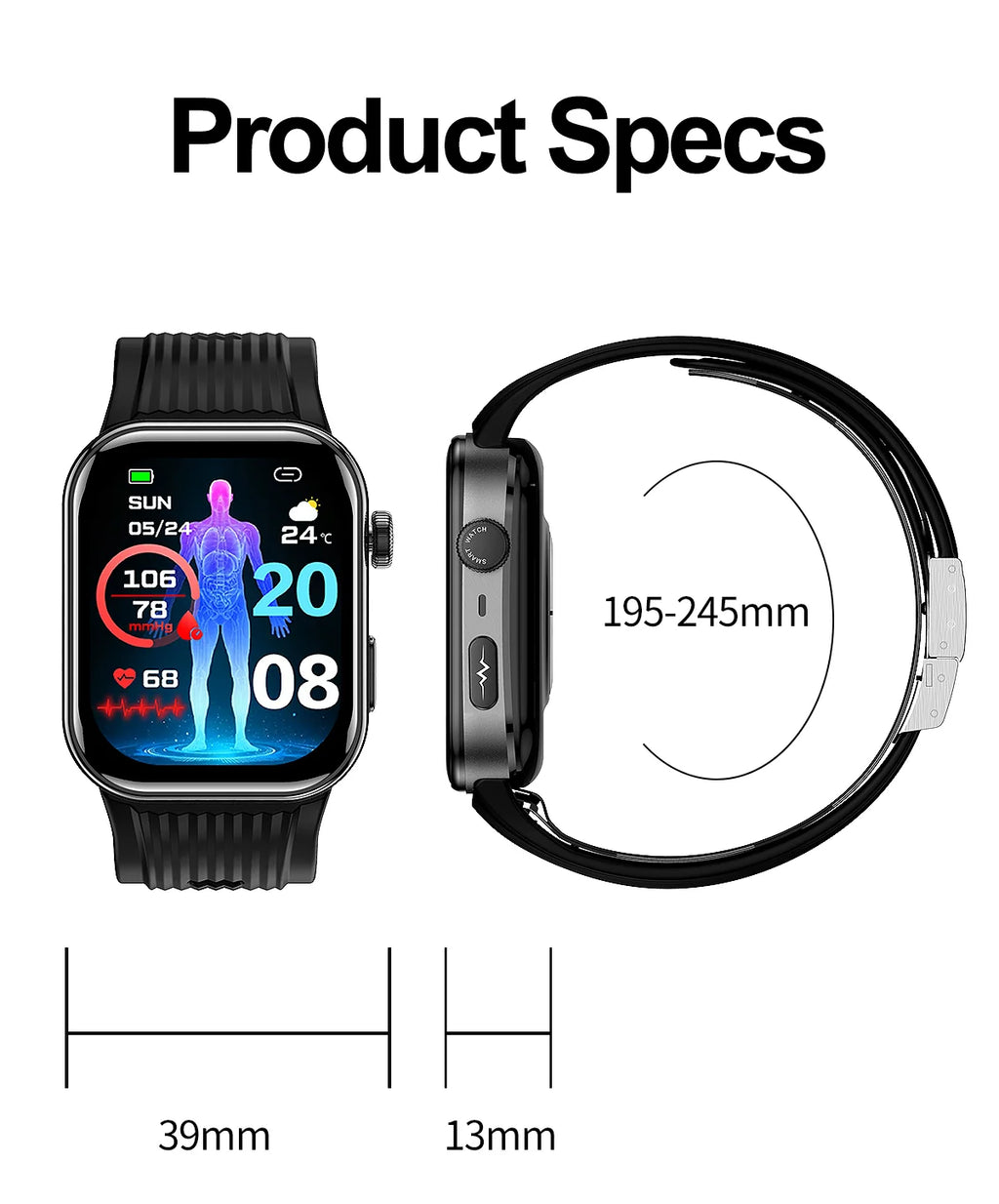 SAYDIAN W8S Airbag Blood Pressure Smartwatch