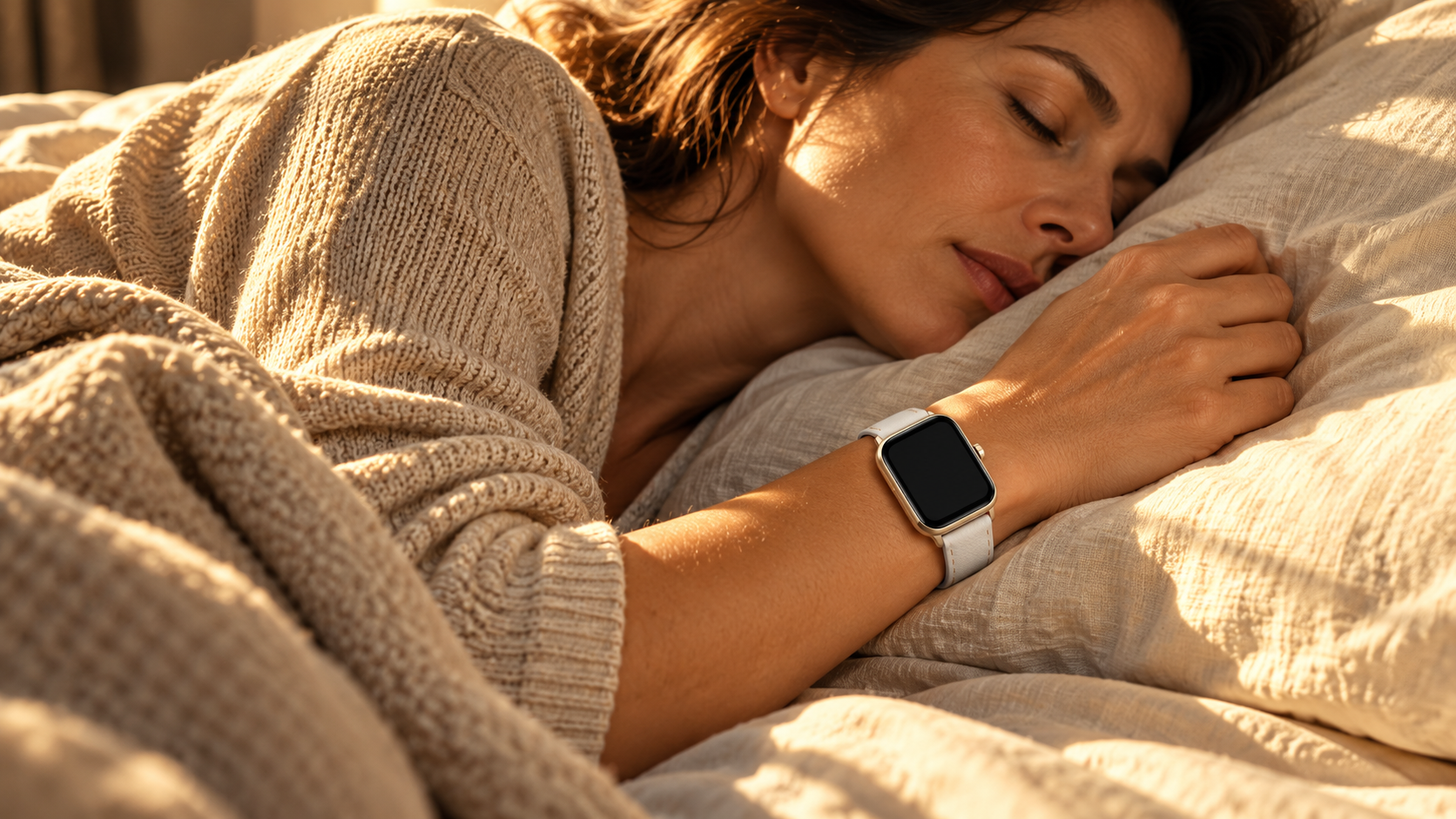 An adult resting with the white U19S on her wrist